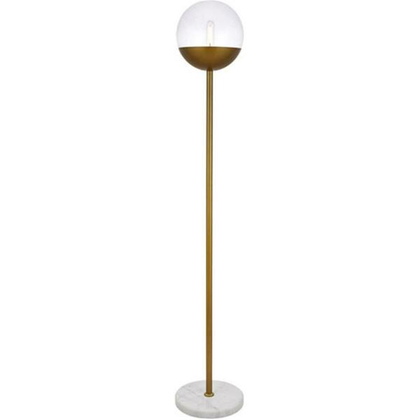 Cling 62 in. Eclipse 1 Light Floor Lamp Portable Light with Clear Glass, Brass CL3478680